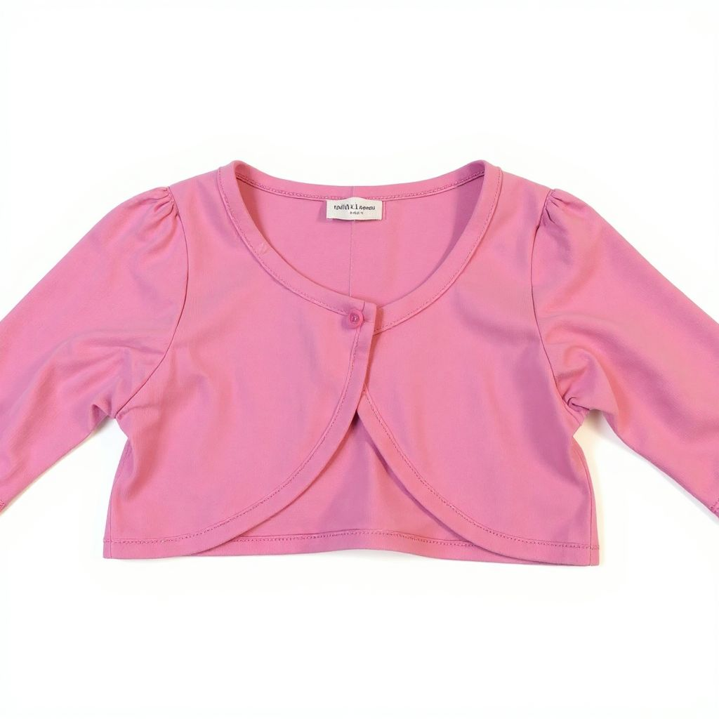 Pink long-sleeve shrug on a white background