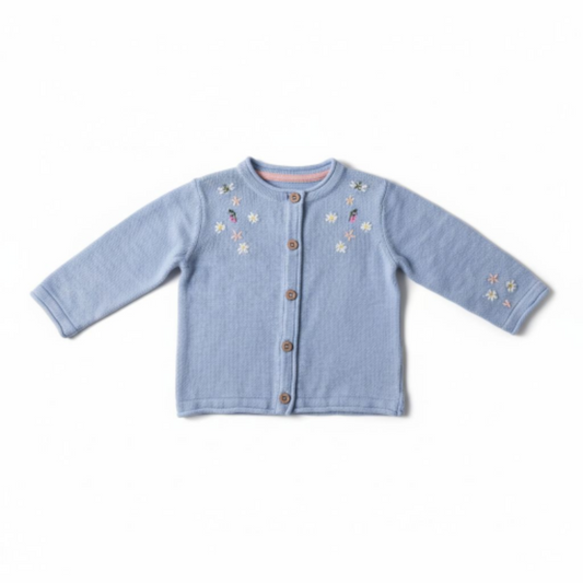 Girls Blue Floral Cardigan 0-3Y | Mothercare
