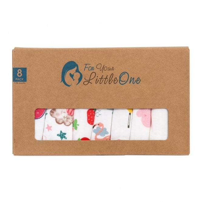Box of baby blankets with 'For Your Little One' branding on a white background