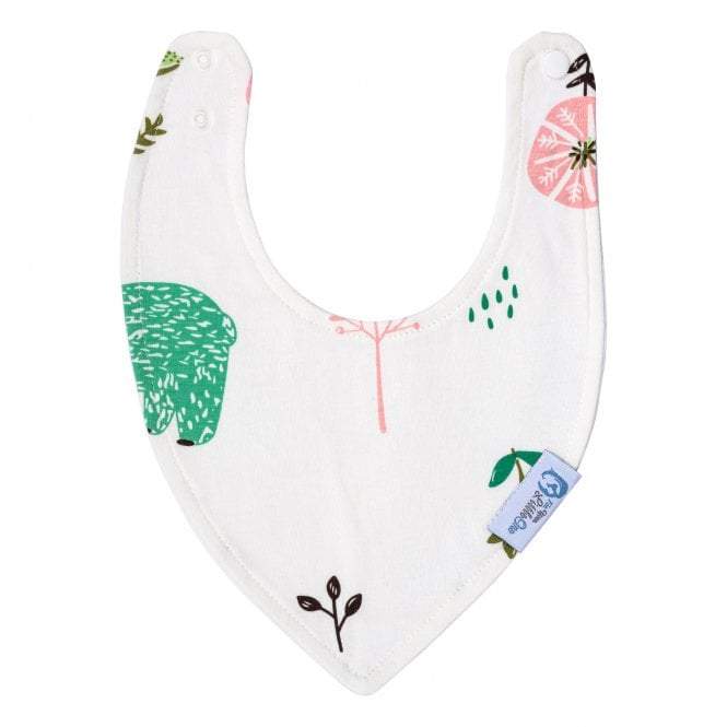 Baby bib with floral patterns on a white background