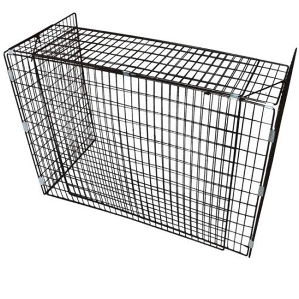 Black wire mesh cage on a white background