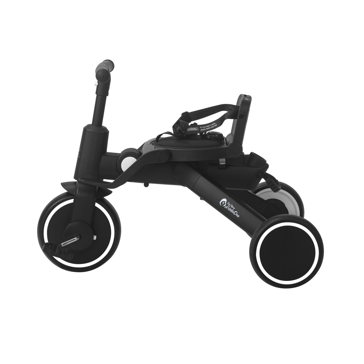 Black baby tricycle on a white background