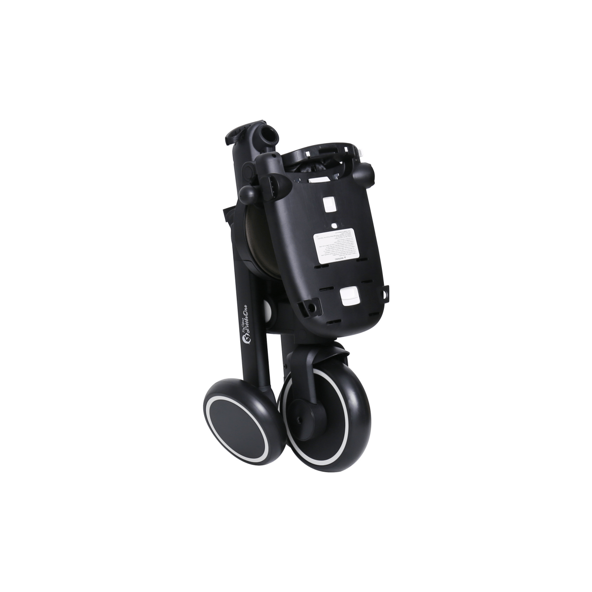 Black scooter with wheels on a white background